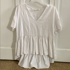 Zara White Peplum Top
